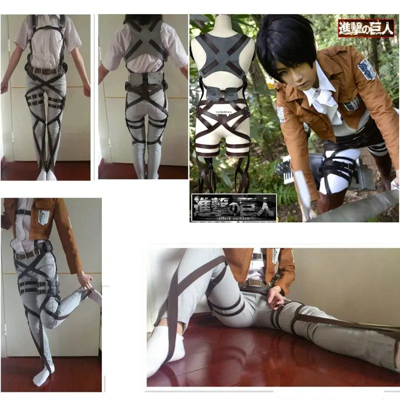 

Attack On Titan Cosplay Costumes Shingeki No Kyojin Cosplay Recon Corps Harness Belts Hookshot Fancy Straps for Halloween Party