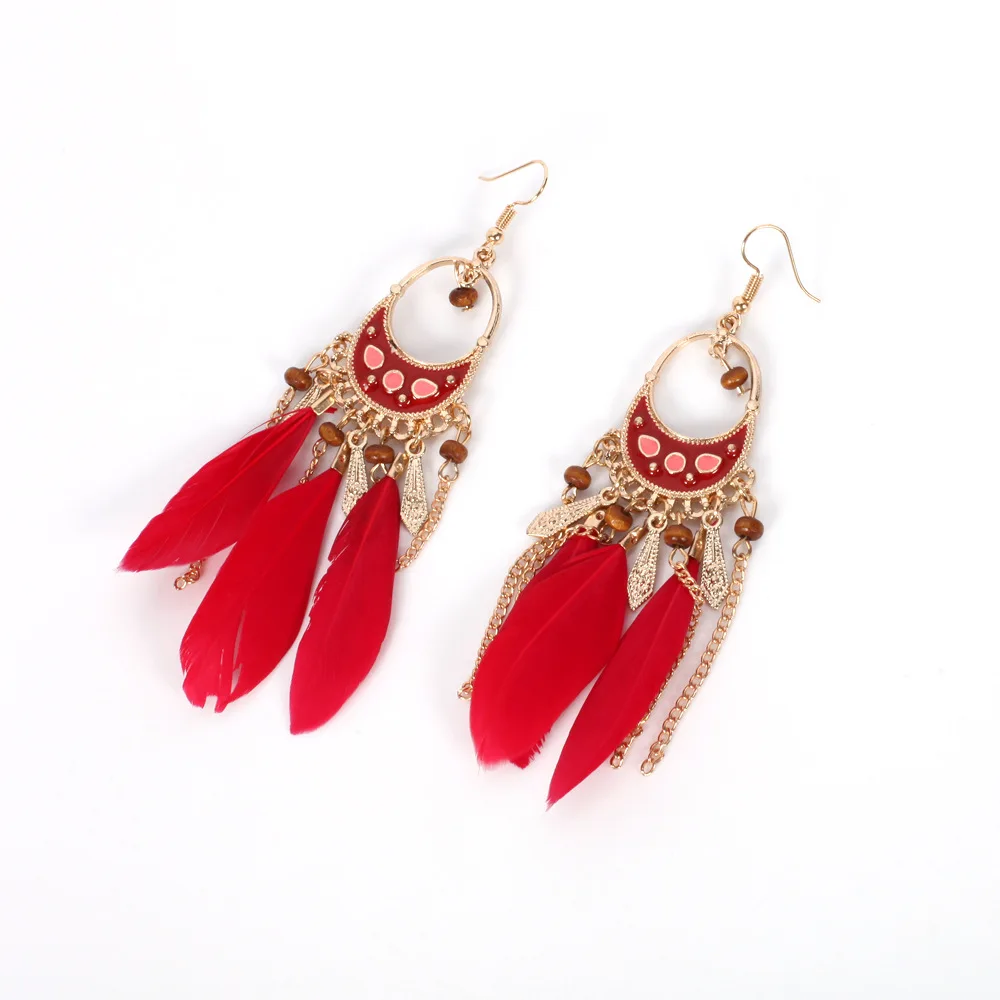 Maxfresh длинной кисточкой модные перо Стиль Этническая Boho Большой болтаться
