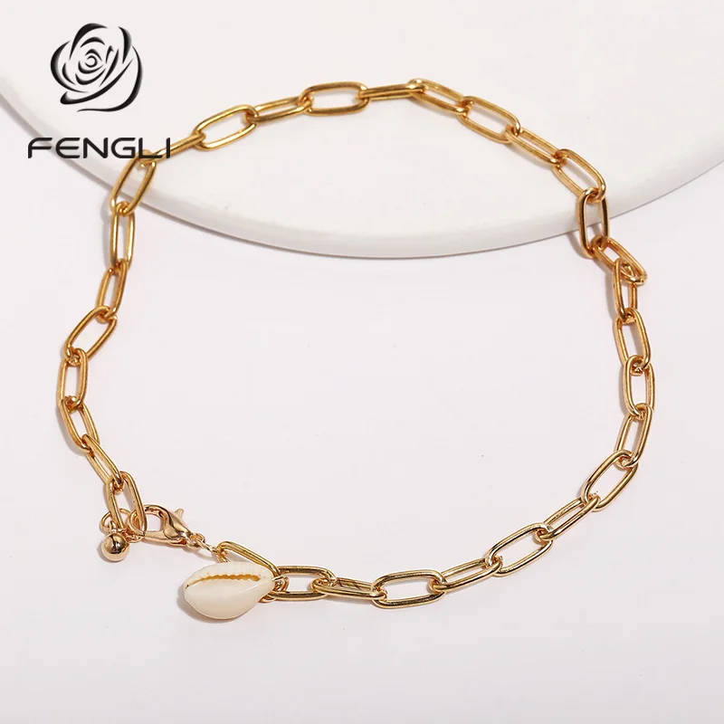 Женский пляжный браслет FENGLI Винтажный Золотой ручной работы с цепочкой в виде