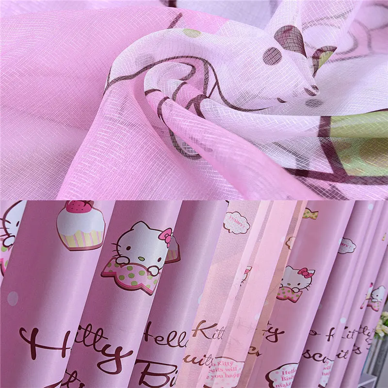 Милый рисунок «hello kitty» розовый принт шторы детская комната детская спальня гостиная шторы панели окно