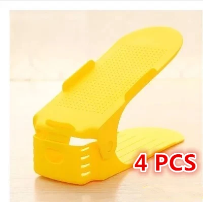 4Pcs Yellow 4 шт. прочный регулируемый стеллаж для обуви двойные органайзеры для обуви Sapateira держатель для обуви современная Чистящая обувь для хранения - Цвет: 4Pcs Yellow