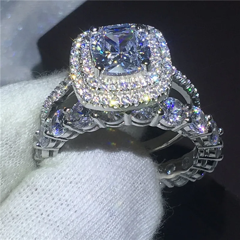 

Infinity ring AAAAA zircon cz Engagement Wedding Band Rings for women White Gold Filled Bridal sets Jewelry Gift