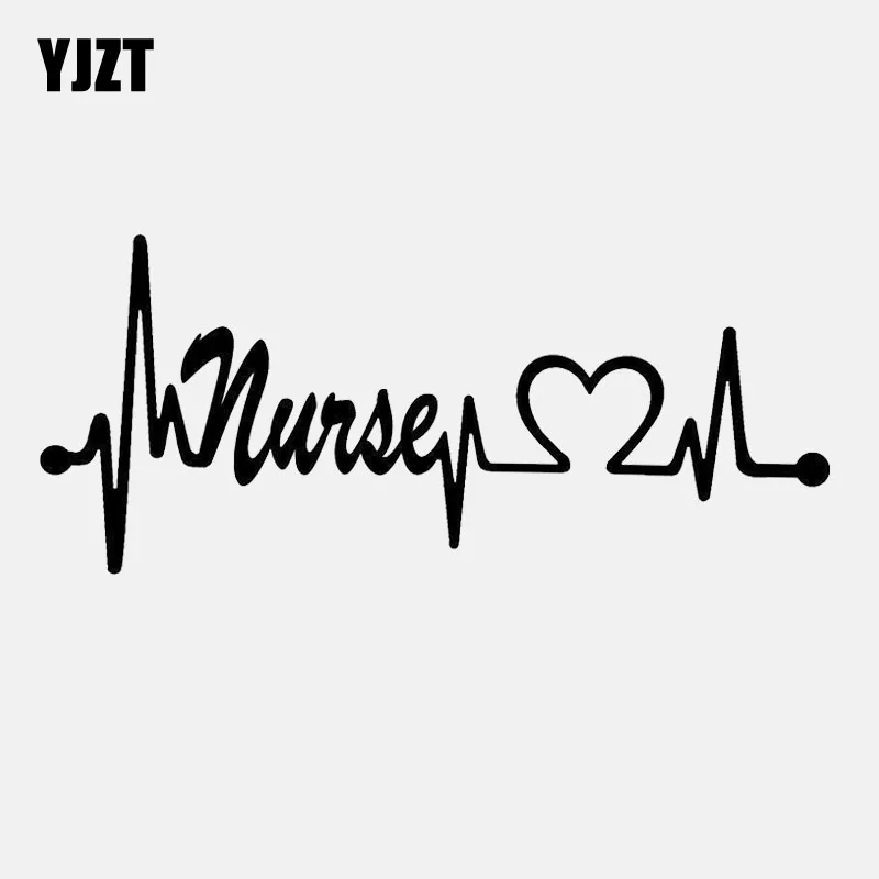 YJZT 14 7 см * 6 3 Виниловая наклейка с изображением медсестры сердцебиения и