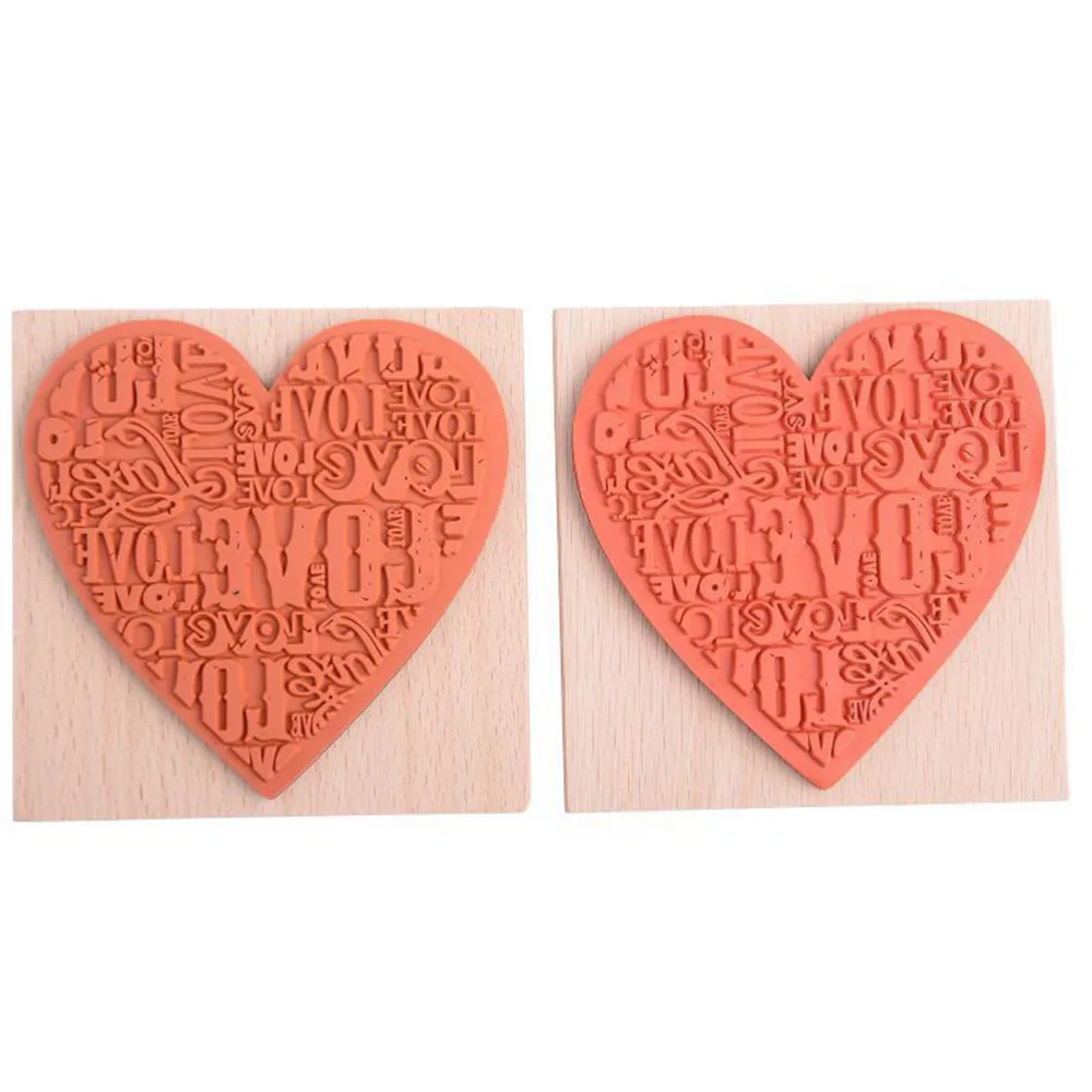 New Heart Shape Blocks Toys Wooden Rubber Craved Printing Stamp Wood DIY Fashion Craft School Scrapbooking Drawing Tools 1 pcs | Игрушки и