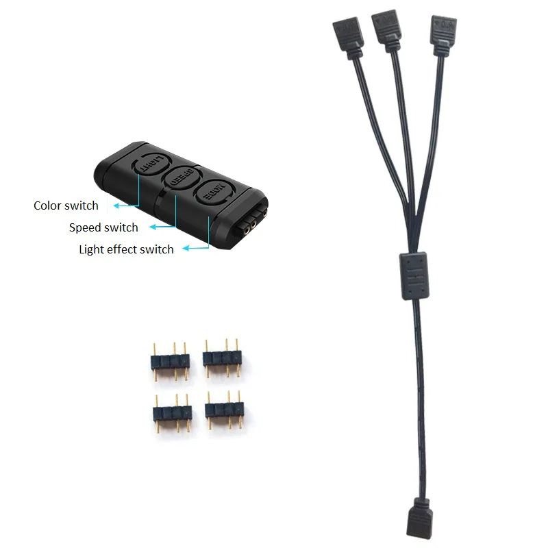 Pccooler 12V and 5V RGB Fan Light bar Controller Contain 1 to 3 extended line for CPU Cooling Computer Case RGB fan adapter