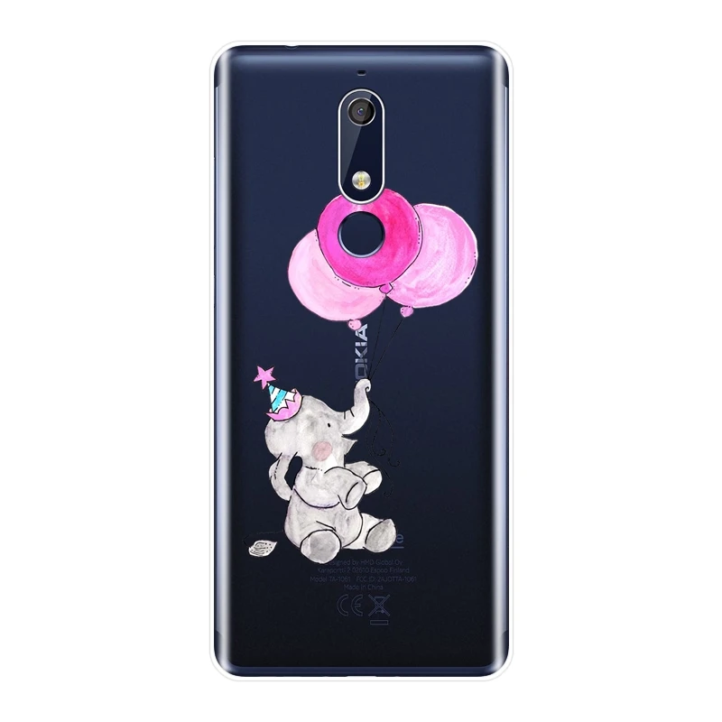 Back Cover For Nokia 7.1 6.1 5.1 3.1 2.1 Animal Elephant Flower Silicone Soft Phone Case Plus | Мобильные телефоны и