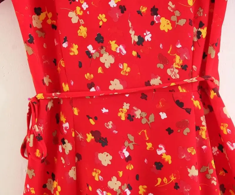 Летнее женское платье с v-образным вырезом, с коротким рукавом, boho, Пляжное Платье, винтажный цветочный принт с отворотом, сексуальное, с бантом, на шнуровке, повседневные платья для вечеринок