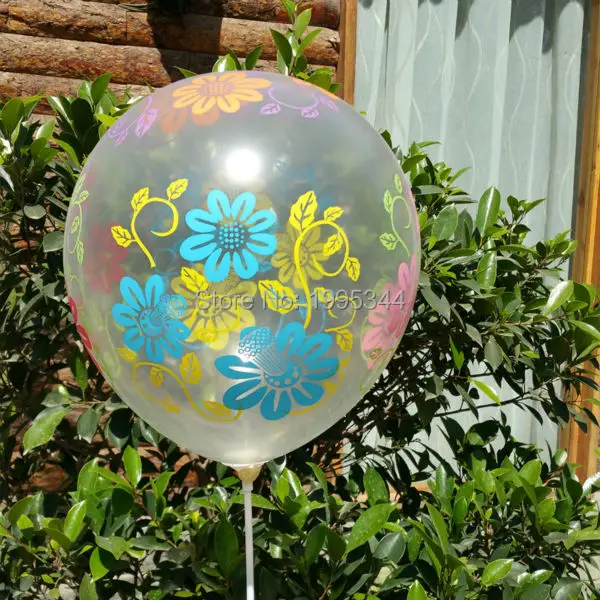 Прозрачный шар очень красивый латексный круглый с цветочным принтом украшение