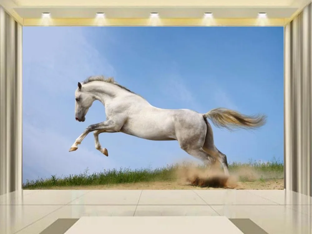 

3D-обои на заказ, фотообои для гостиной с рисунком лошади, бега, дивана, телевизора, фоновые настенные 3D-обои