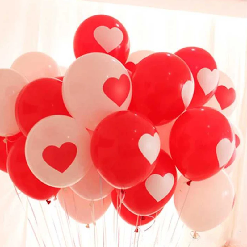 Воздушные шары 50 шт.! Белый красного цвета с надписью Love круглой формы в форме