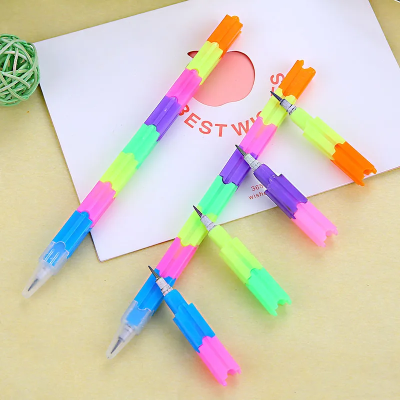 

12Pcs/Set Mini Wooden Lead Pencils Colorful Rainbow Pens HB 8 Sections Removable Writing Pencil for Kid School Office Stationery