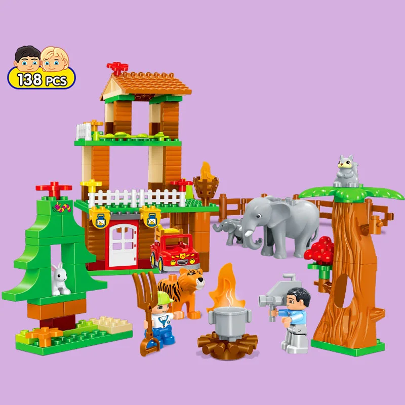 3 комплекта большой Duplo размер строительные блоки ферма животное крокодил слон