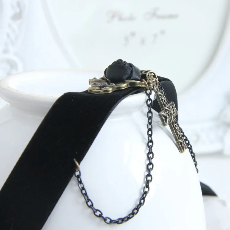 The punk necklace Japanese harajuku collar goth cross necklaces fashion high-grade ornament Cosplay Props | Тематическая одежда и