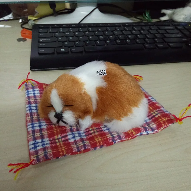 Белая и Желтая Собака со звуком лая примерно 10x12 см модель с ковриком