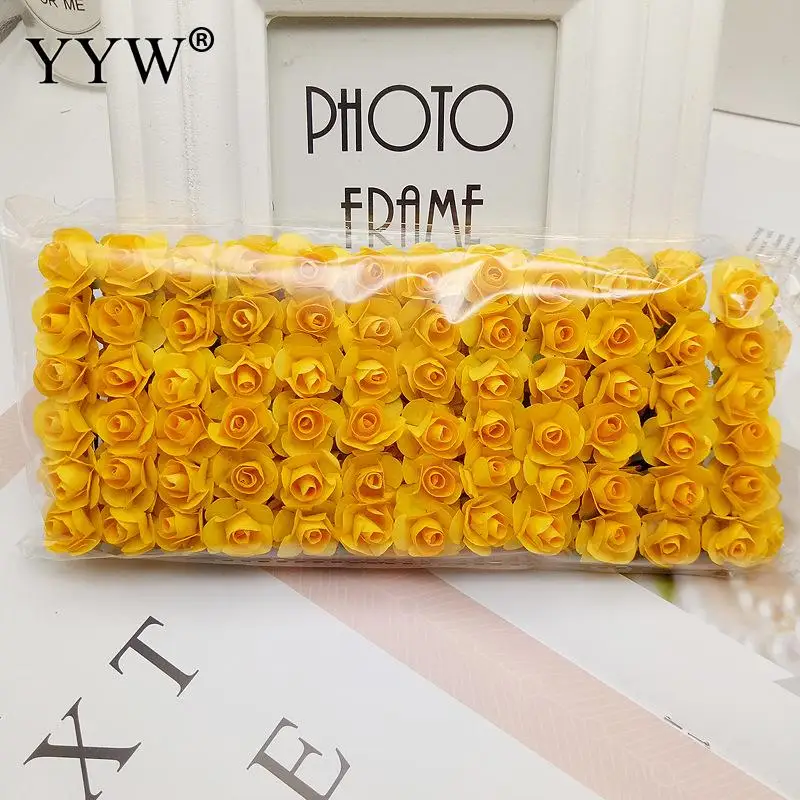 golden yellow 144 шт., искусственный цветок, милые бумажные розы, цветы для свадебного украшения, сделай сам, розы, венок, подарок, цветы для рукоделия, искусственные цветы - Цвет: golden yellow