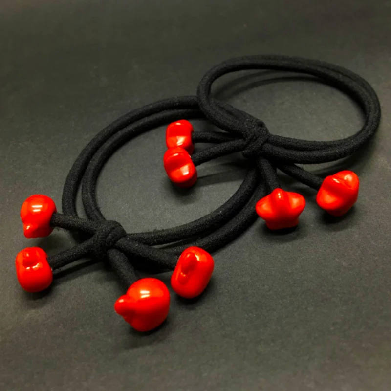 Sale 1pc Hair Accessories Red Beads Elastic Rubber Bands Ring Headwear Girl Hair Band Ponytail Holder Scrunchy Rope