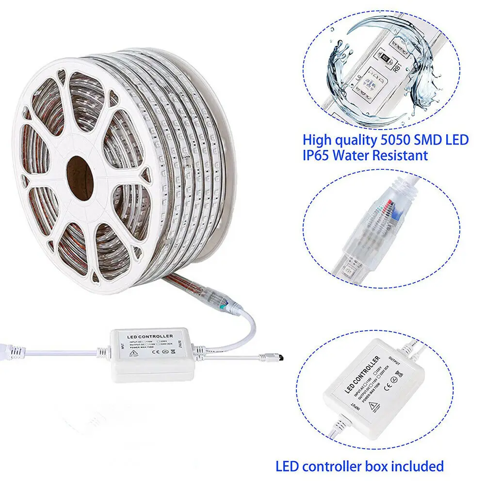 Светодиодная гибкая rgb Коммерческая полоса света AC 220V 230V 240V SMD 5050 светодиодная