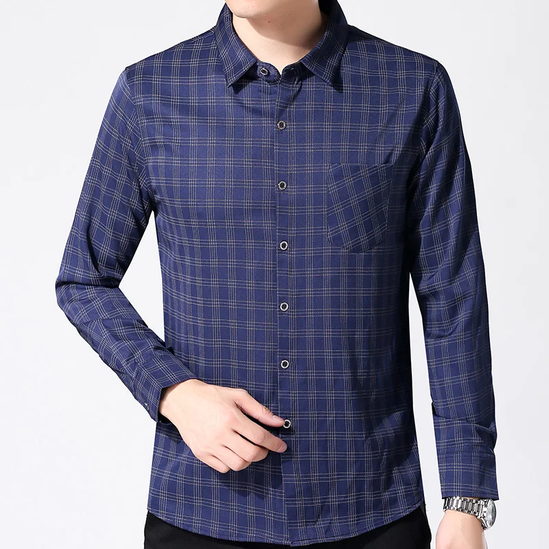 2019 social длинный рукав клетчатые дизайнерские рубашки для мужчин slim fit модная