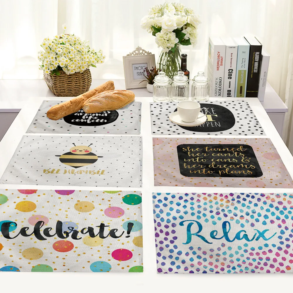 CAMMITEVER прекрасный лиса точки красные сердца Радуга яркая ткань коврик для ужина