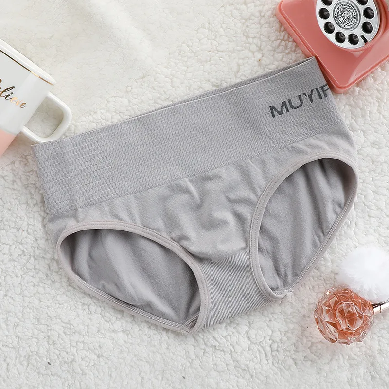 Однотонные дышащие эластичные трусы со средней талией дамское нижнее белье |