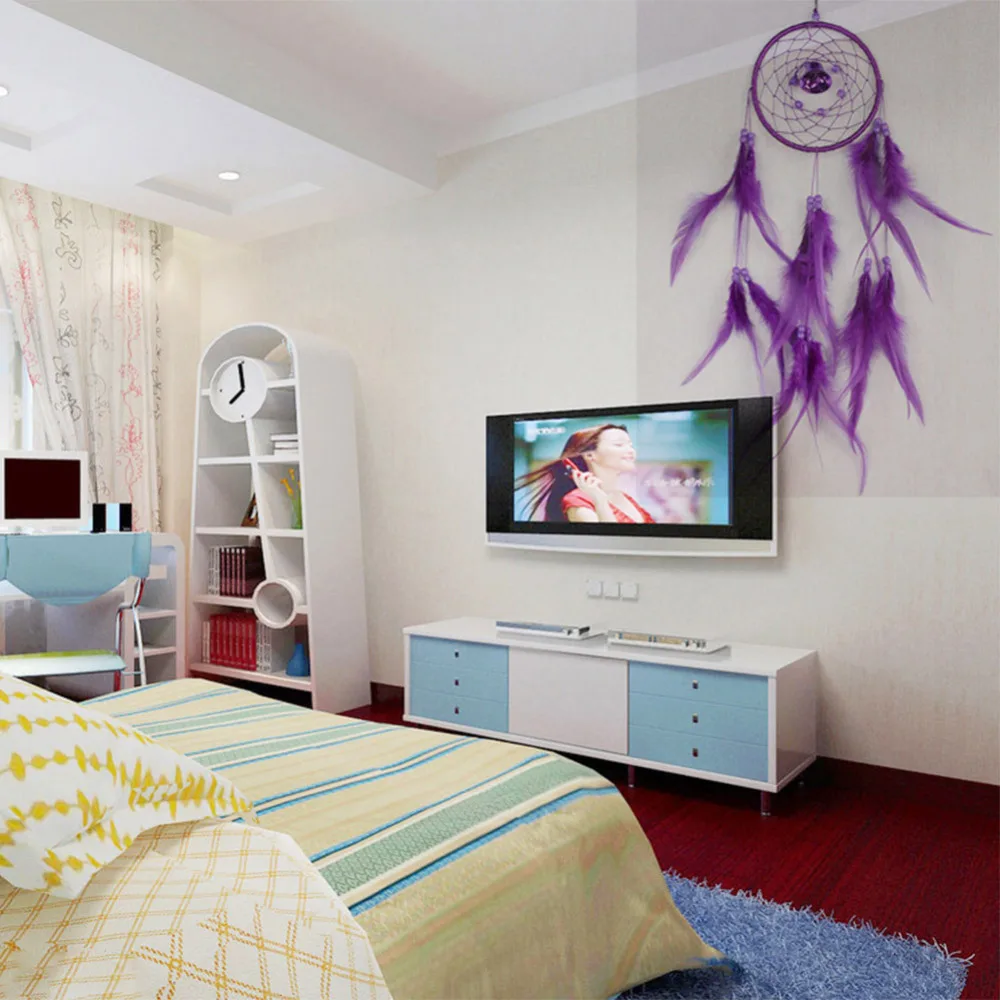 Темно-синие перья Ловец снов колокольчик свадебное украшение антикварная