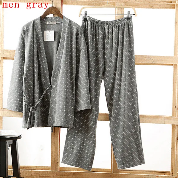 men gray KAISHIRIL, хлопок, пижамы для женщин, мужчин, пара, повседневная одежда для сна, для мужчин и женщин, пижамы для женщин, 2 шт., пижамные комплекты, домашняя одежда - Цвет: men gray