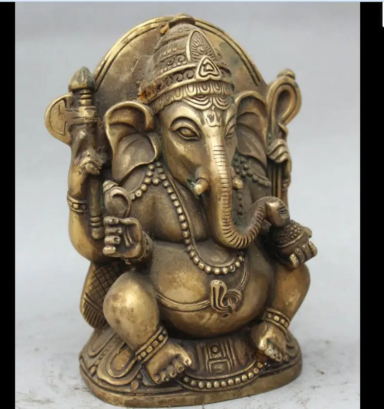 Китайская латунная Статуэтка на сиденье Будды Ганеш Ganapati Ganesh Lord слон | Дом и сад