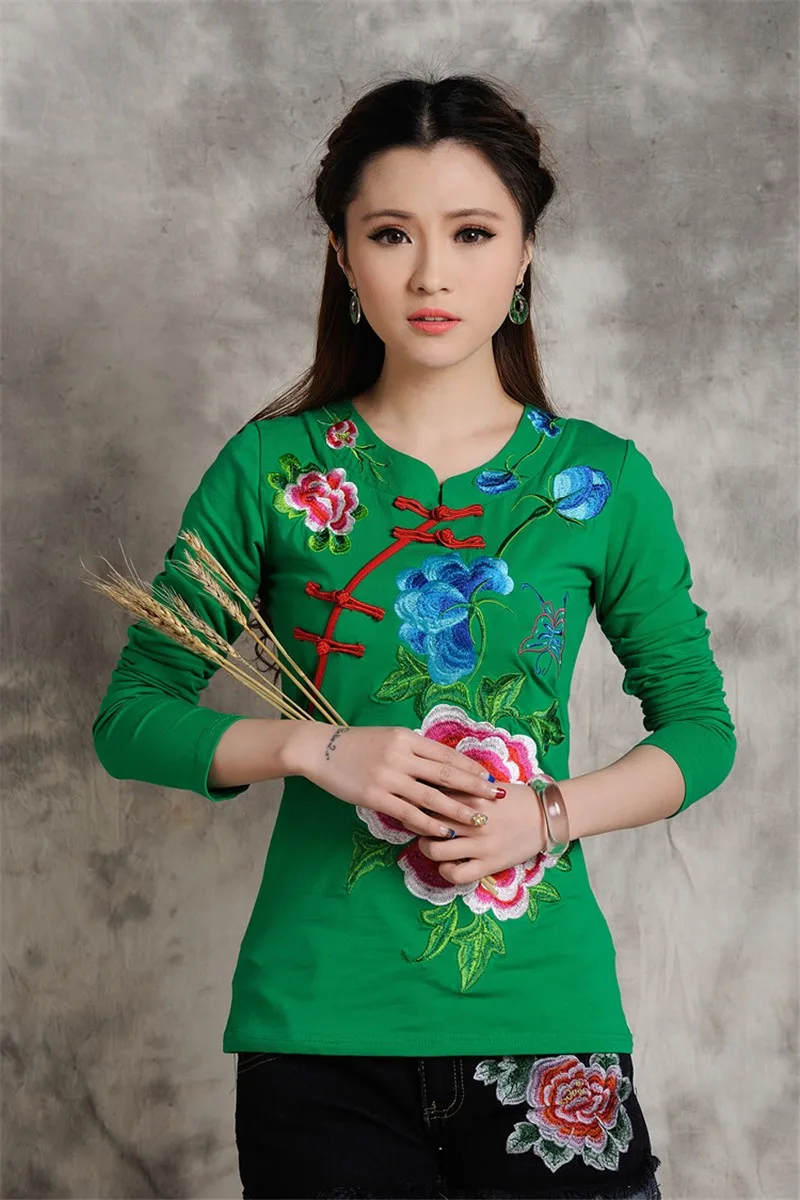 Весенне-осенняя женская футболка с вышивкой Blusas с длинным рукавом 5XL размера плюс качественные топы, женские хлопковые футболки