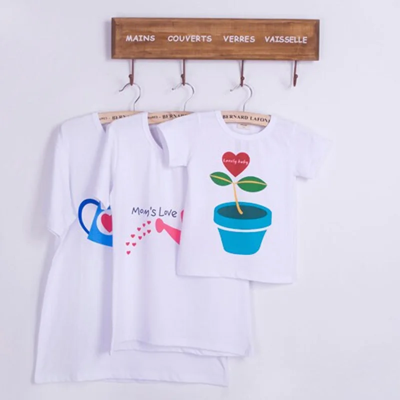 2015 новый летний стиль семьи соответствующие футболки хлопок символов короткий