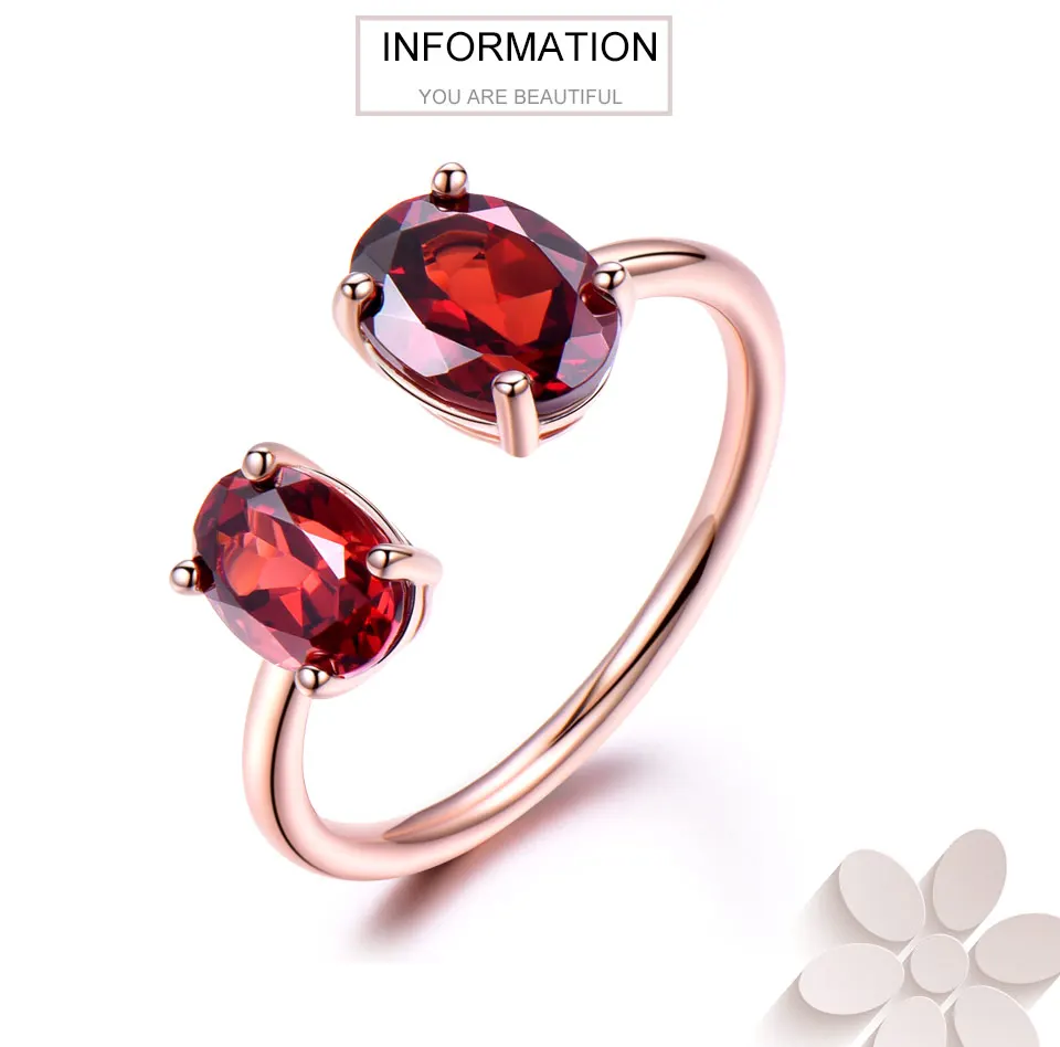 UMCHO 2.5ct натуральный красный гранат кольцо Настоящее 925 пробы серебряные кольца для женщин драгоценный камень подарок на день рождения Новинка