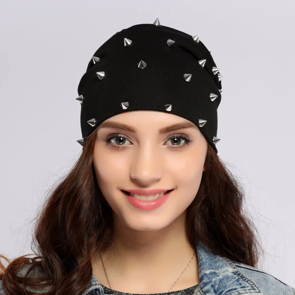 Geebro женские шапки с серебряными заклепками шапка Весенняя Повседневная