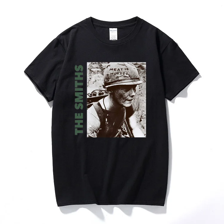 Футболка The Smiths, топ, английский рок-группа, Meat Is Murder, 1985, Morrissey Marr, хлопковые футболки с короткими рукавами и круглым вырезом, европейский размер - Цвет: Черный