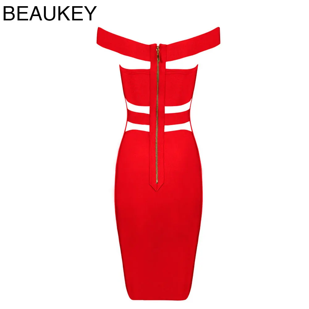 BEAUKEY красное женское облегающее платье из искусственного шелка с открытыми