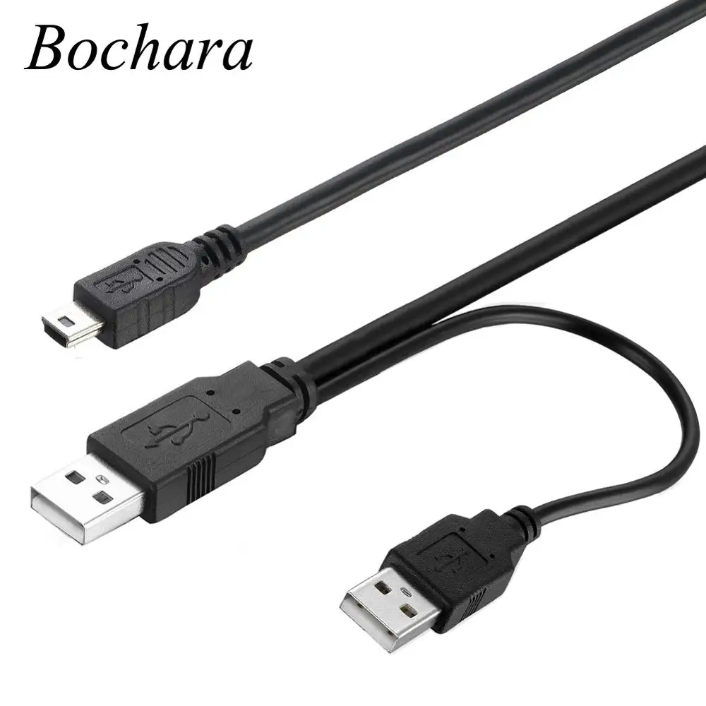 Кабель для передачи данных Bochara 2 в 1 USB2.0 Type A Male to Mini 5P + USB питания Y сплиттер HDD MP3 MP4