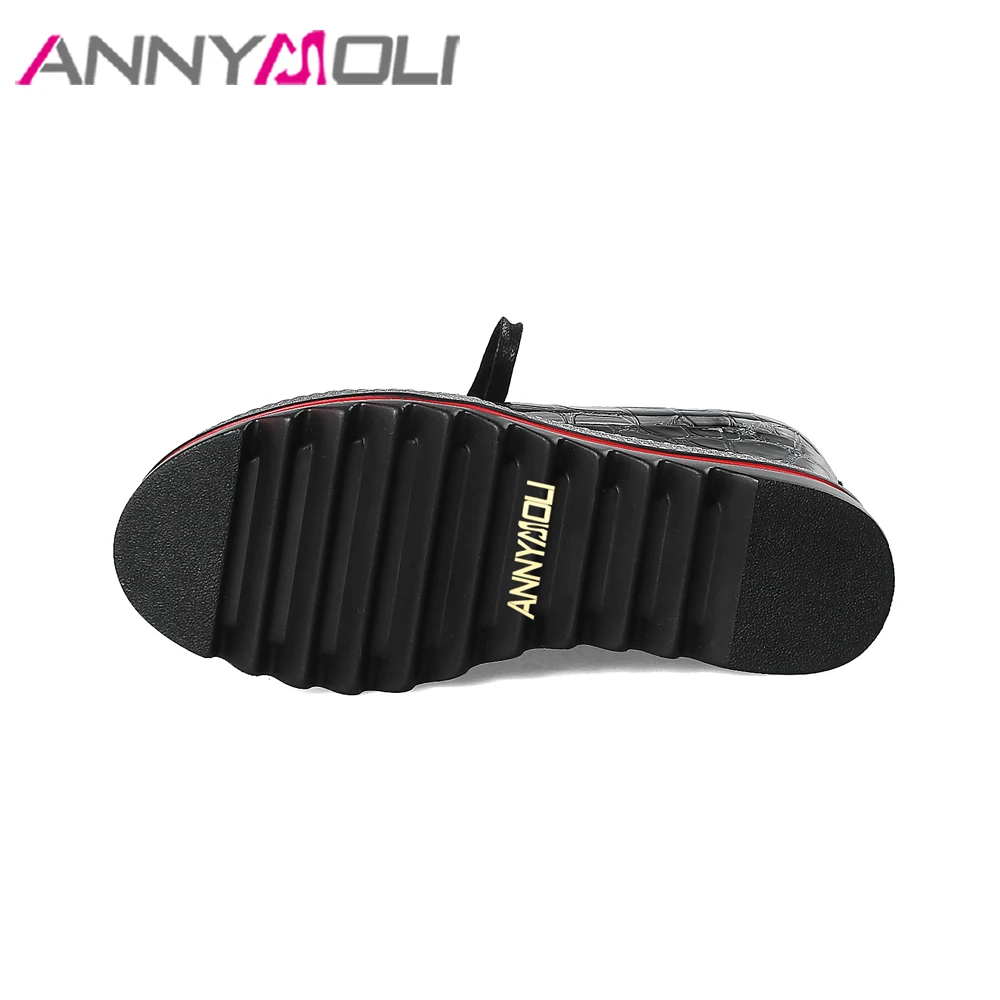ANNYMOLI/обувь на платформе и высоком каблуке обувь со шнуровкой танкетке из