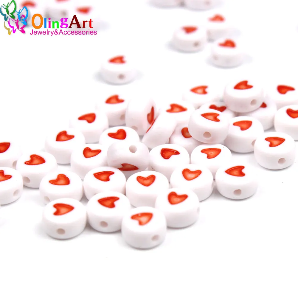 OlingArt 7*4 мм 100 шт. круглые разноцветные акриловые бусины серебряного цвета Твердые