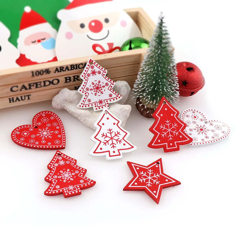20 шт. 5 см рождественские украшения из натурального дерева подвесные снежинки