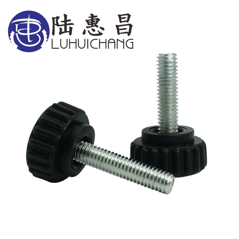 Luhuichang 20 шт. M6 M8 22# черный пластиковый затягивающийся винт с накатанной головкой ручной винт