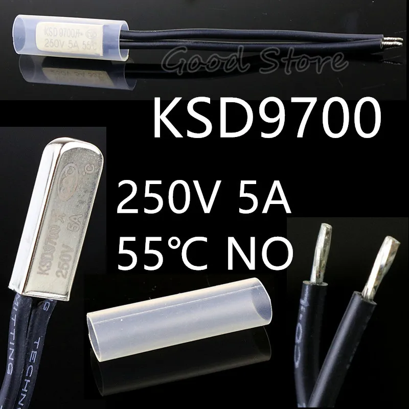 55 Degree Celsius 5 шт. без KSD9700 250V 5A 40~ 155 градусов биметаллический дисковый Температура переключателя нормально открытый термостат Термальность протектор - Цвет: 55 Degree Celsius