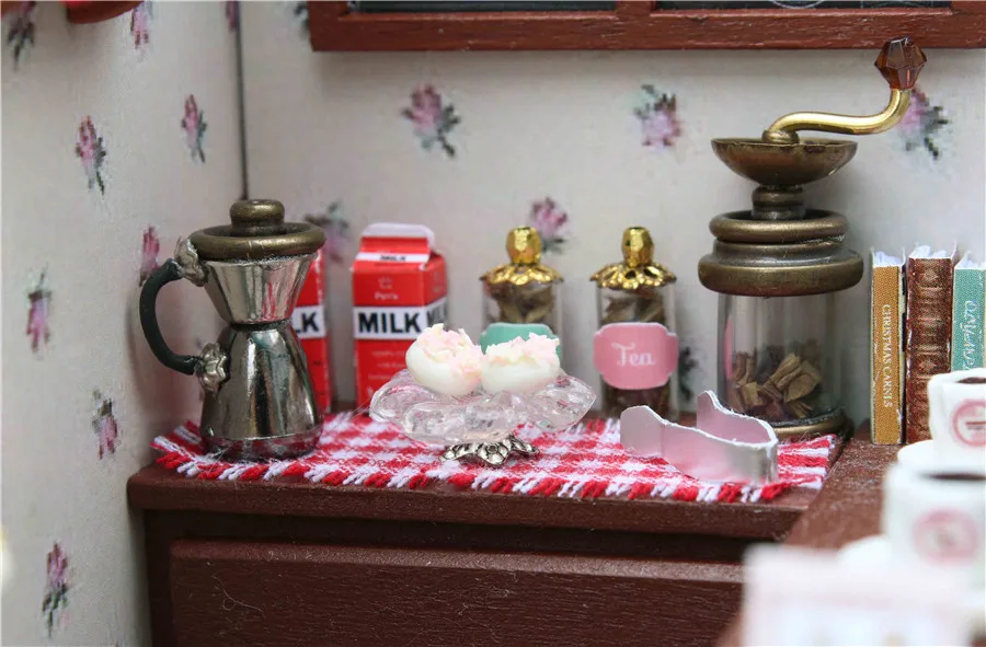 Кукольный дом мебель miniatura DIY звезда кофе бар деревянные ручной работы взрослые игрушки для детей подарок на день рождения Z-005