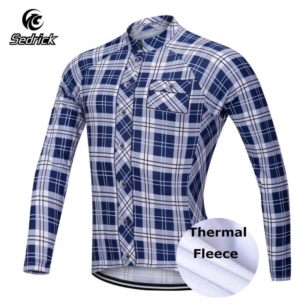 Sedrick зима осень длинный рукав Теплый Pro термо флис Велоспорт Джерси MTB велосипед