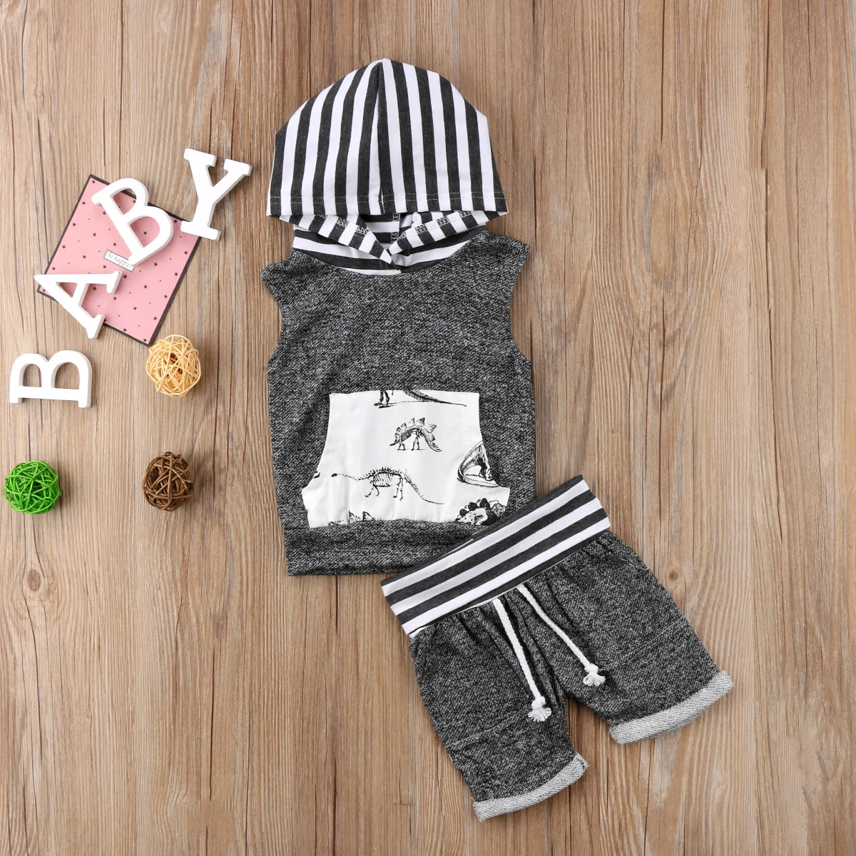 2 предмета одежда для маленьких мальчиков футболка без рукавов + шорты детские