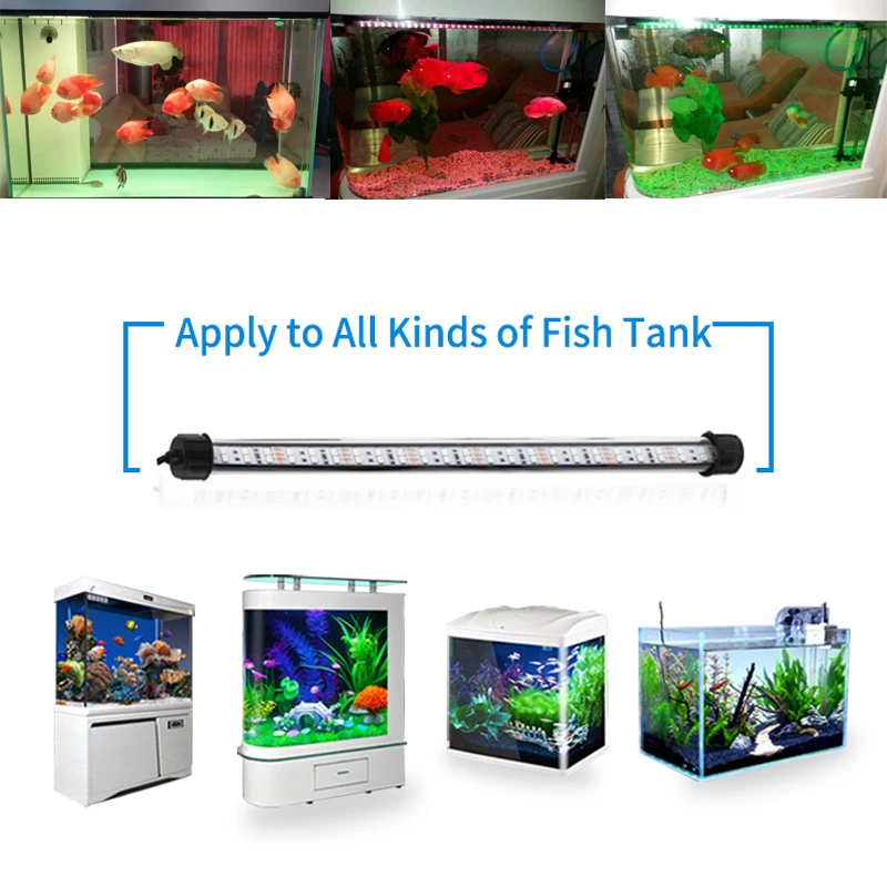 66cm RGB LED Aquarium Light Smiful Fish Tank Submersible Underwater Crystal Glass LEDs Lights | Освещение
