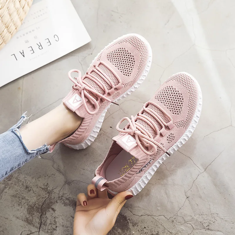 

2019 Spring New Women Shoes Casual Fashion Tenis Feminino Light Breathable Mesh lace-up Shoes Woman White Sneakers