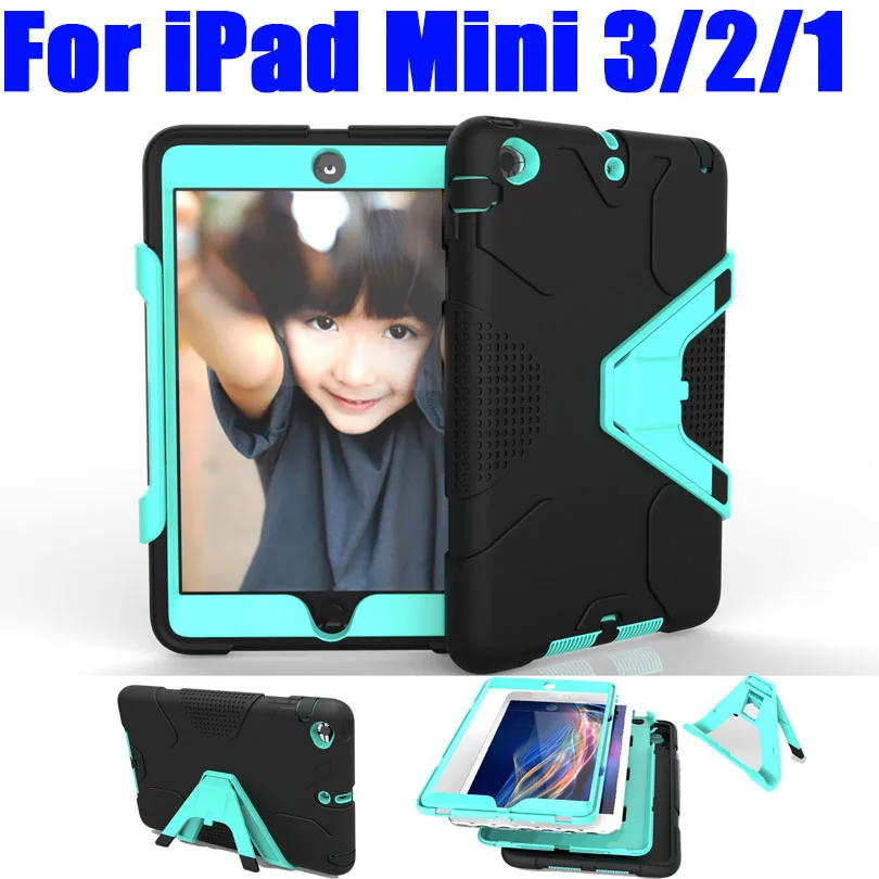 Чехол для iPad Mini 3/2/1 Силикон + PC жесткий треугольный чехол с подставкой и защитой от