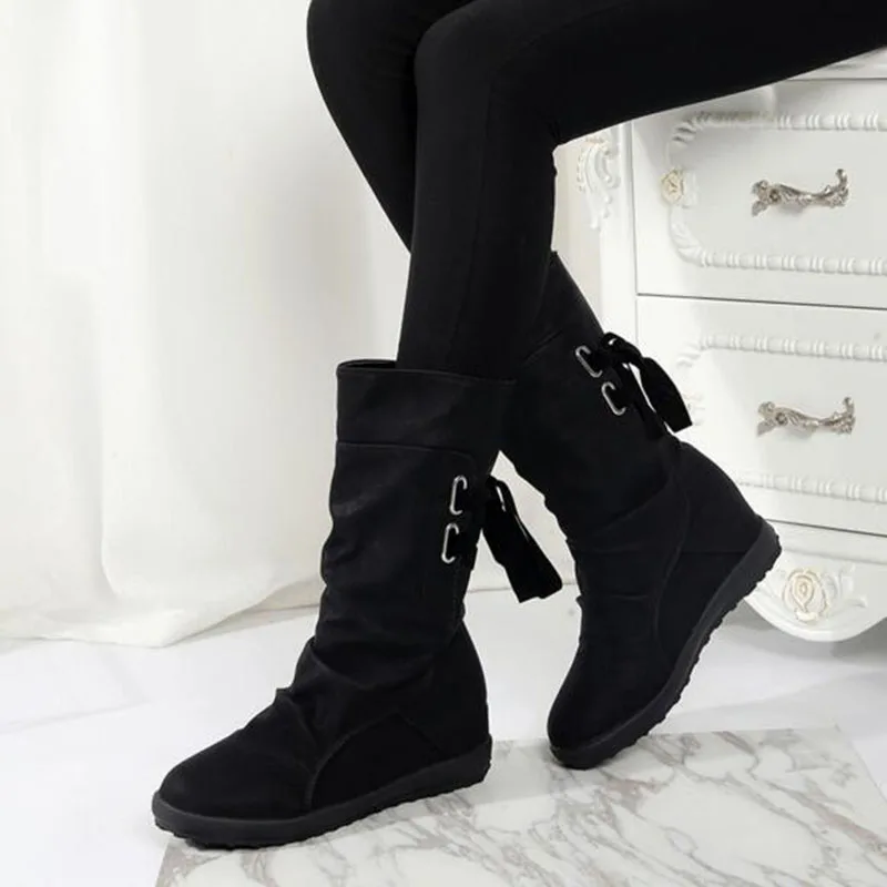 Модные женские ботильоны из нубука и флока зимние теплые Нескользящие дышащие