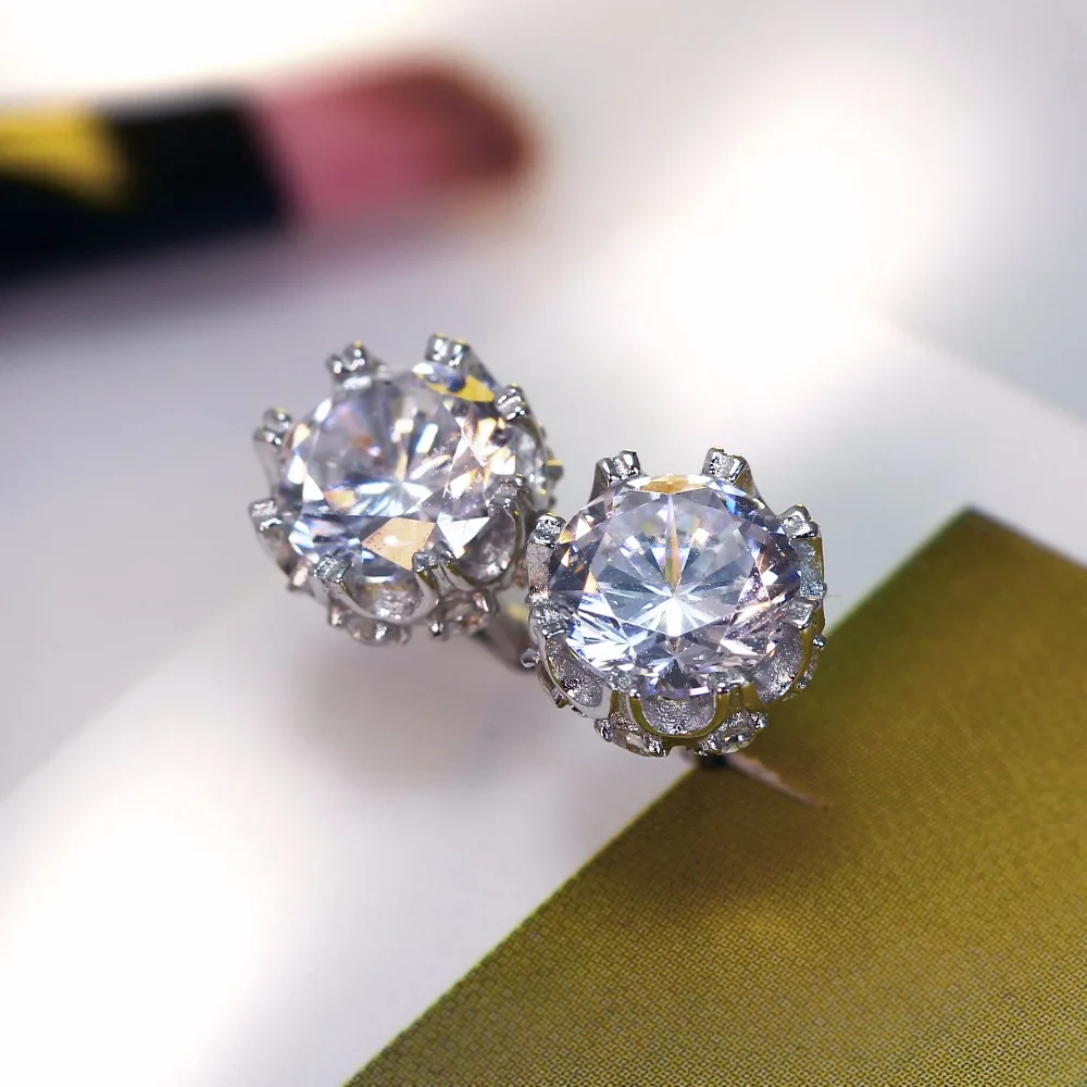 Женские серьги гвоздики с фианитом класса ААА|Серьги-гвоздики| |