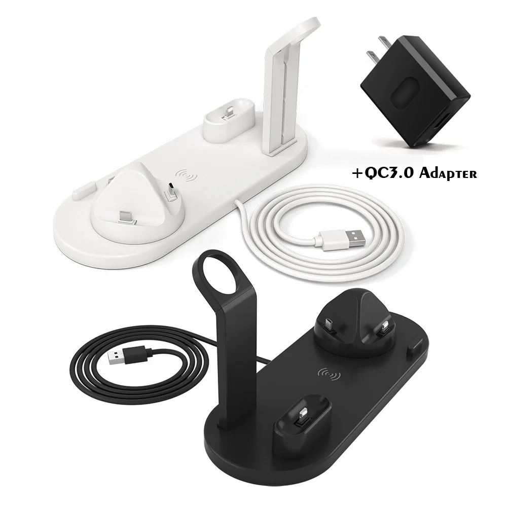FDGAO 3 в 1 зарядная док-станция для Apple Watch Airpods Быстрая зарядка подставка Беспроводное зарядное устройство для iphone X XS MAX XR 8 Plus - Тип штекера: QC3.0 US Plug