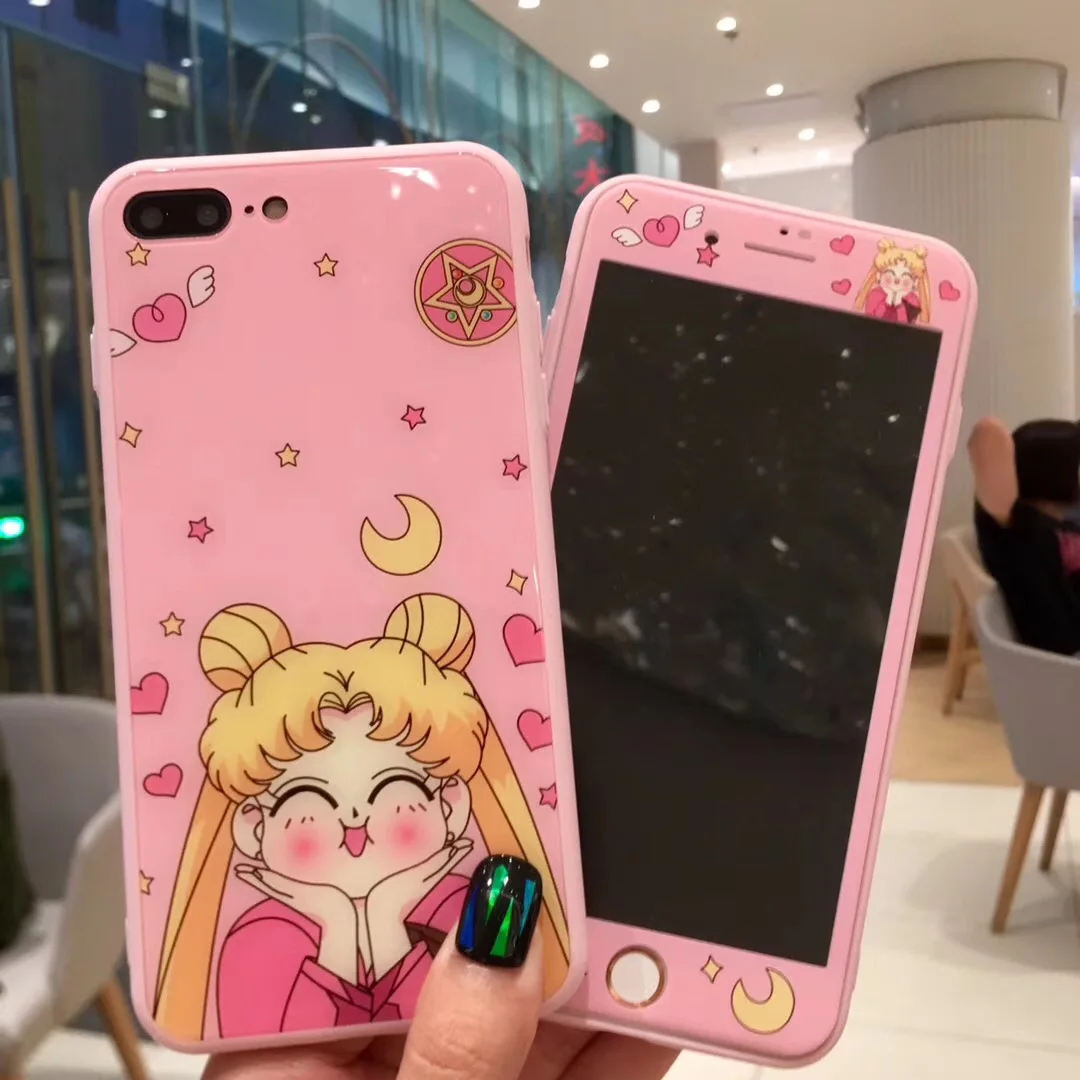 9 H 3D протектор экрана из закаленного стекла для iPhone X XS Max XR 6 6 S 7 8 Plus с рисунком Сейлор Мун стеклянный чехол для телефона