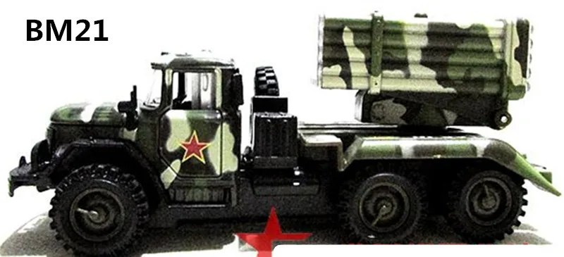 1:43 военная модель из сплава, высокая имитация BM21 градом ракета, металлическое литье, игрушечные транспортные средства, оттяните назад и музыкальные и мигающие